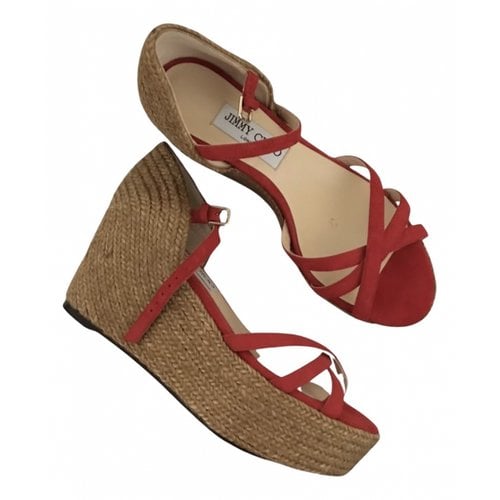 Pre-owned Jimmy Choo Cloth Espadrilles In Red
