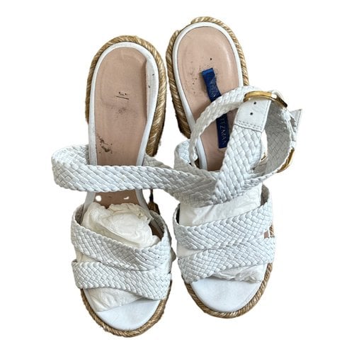 Pre-owned Stuart Weitzman Leather Espadrilles In White