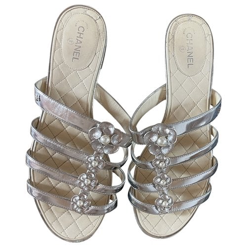 Pre-owned Chanel Leather Sandals In Metallic