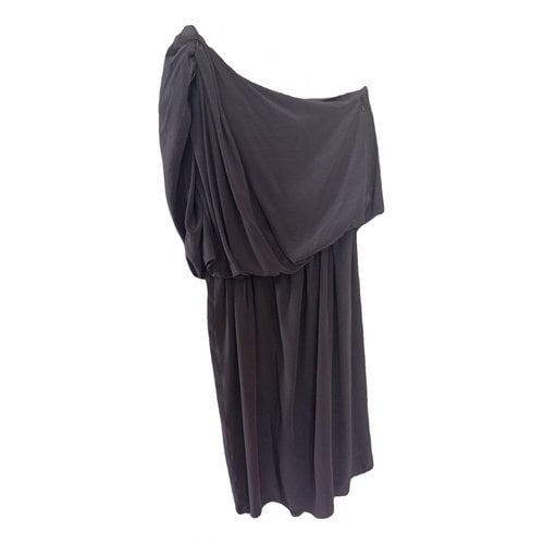 Pre-owned Lanvin Silk Mid-length Dress In Brown