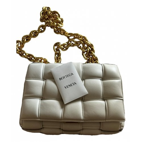 Pre-owned Bottega Veneta Chain Cassette Leather Crossbody Bag In White