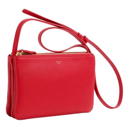 Pre-owned Celine Trio Leather Handbag In Red