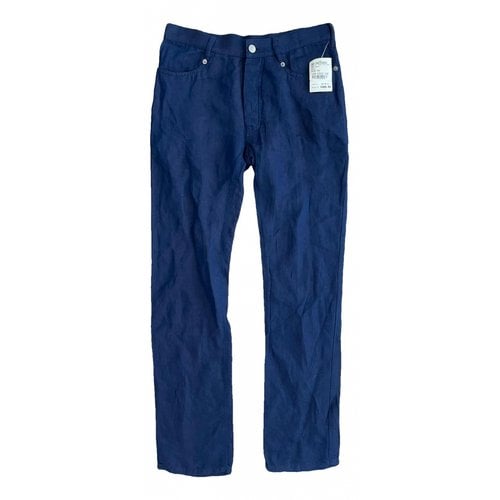 Pre-owned Ann Demeulemeester Linen Trousers In Blue