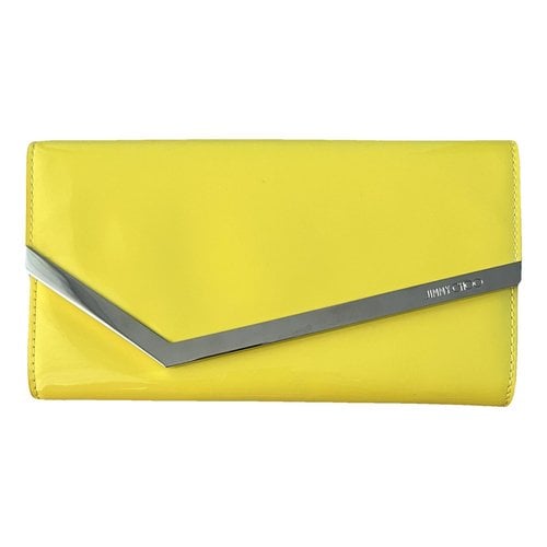 Pre-owned Jimmy Choo Patent Leather Clutch Bag In Yellow