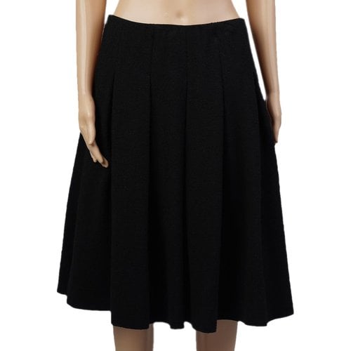 Pre-owned Oscar De La Renta Wool Skirt In Black