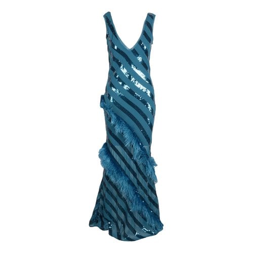 Pre-owned Patrizia Pepe Glitter Maxi Dress In Blue