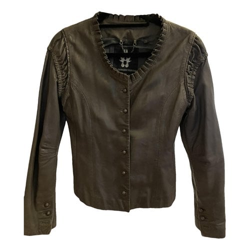 Pre-owned Bolongaro Trevor Leather Jacket In Grey