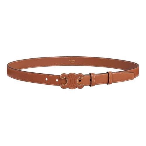 Pre-owned Celine Triomphe Leather Belt In Brown