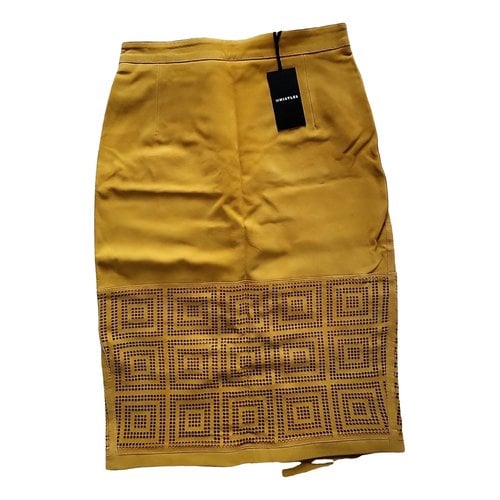 Pre-owned Whistles Leather Mid-length Skirt In Yellow