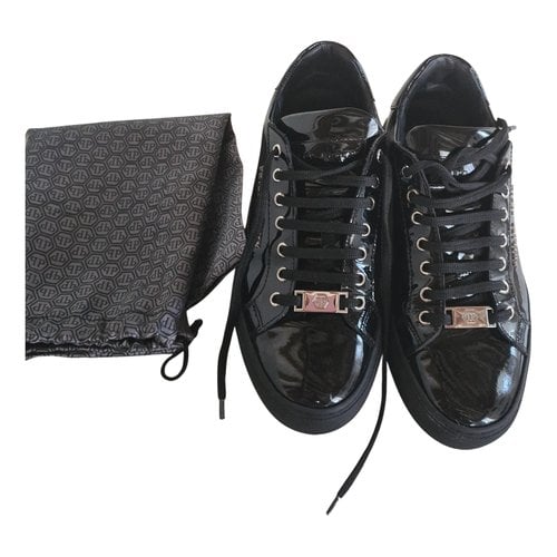 Pre-owned Philipp Plein Patent Leather Trainers In Black