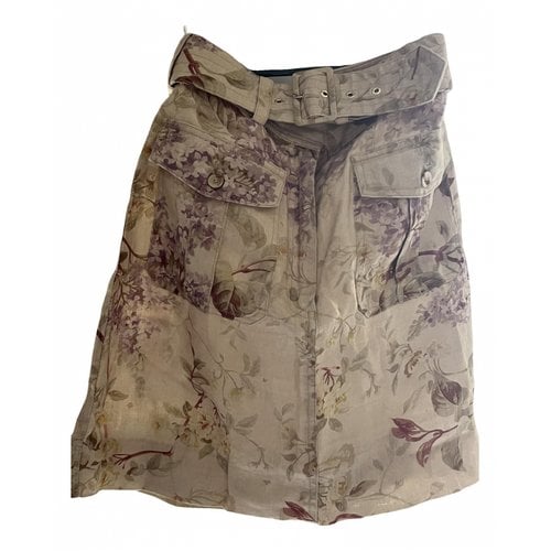 Pre-owned Zimmermann Linen Mini Skirt In Beige