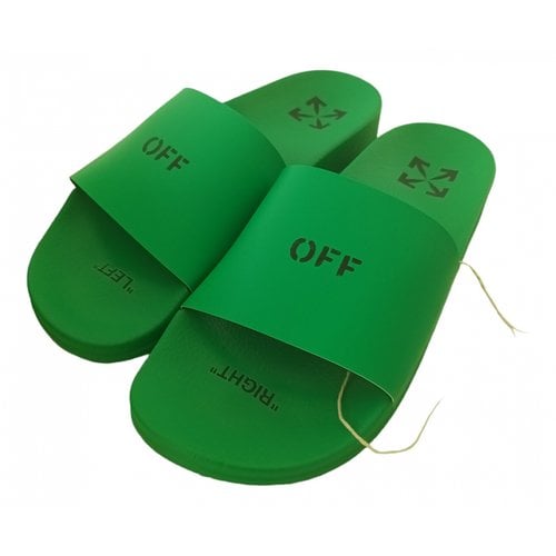 Pre-owned Off-white Mules In Green