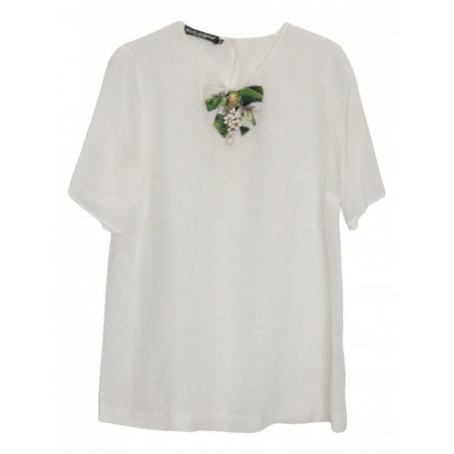 Pre-owned Dolce & Gabbana Silk T-shirt In White