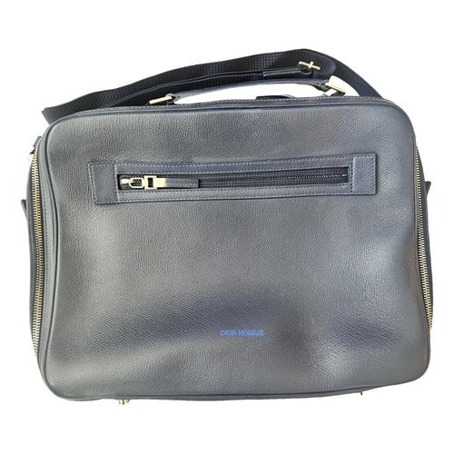 Pre-owned Dior Leather Satchel In Navy