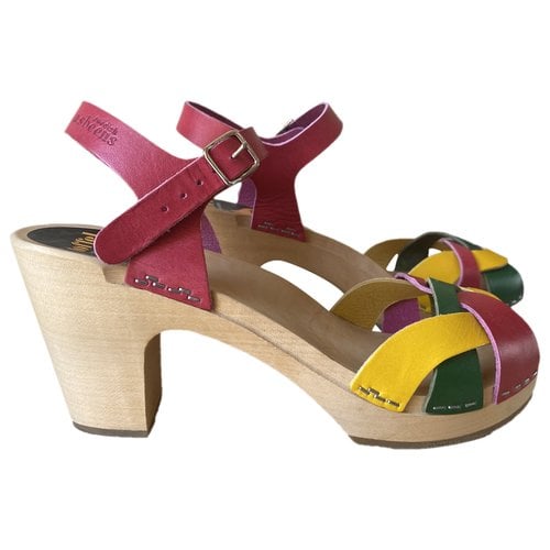 Pre-owned Swedish Hasbeens Leather Mules & Clogs In Multicolour