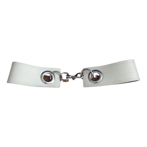 Pre-owned Miu Miu Leather Belt In White