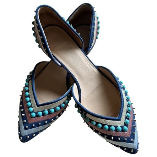 Pre-owned Stuart Weitzman Leather Ballet Flats In Blue