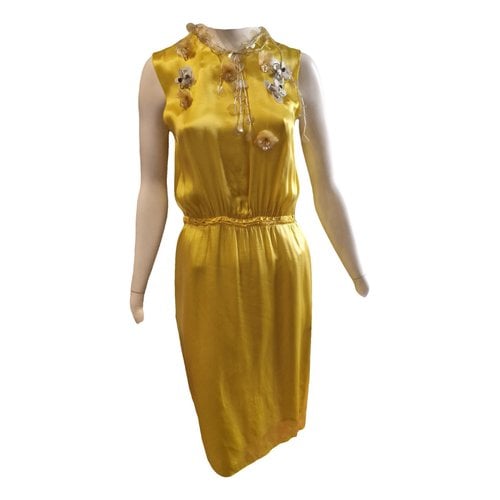 Pre-owned Lanvin Silk Mid-length Dress In Yellow