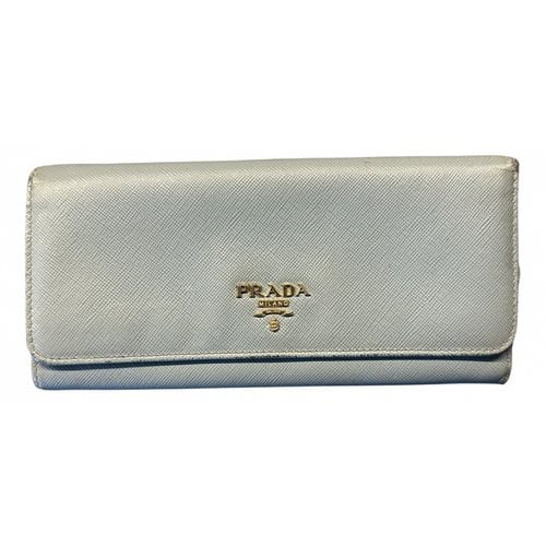 Pre-owned Prada Leather Wallet In Turquoise