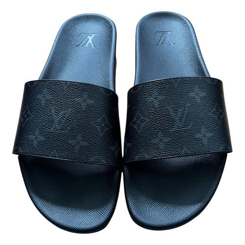 Pre-owned Louis Vuitton Waterfront Cloth Sandals In Black