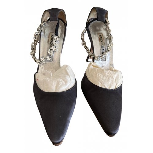 Pre-owned Manolo Blahnik Nadira Cloth Heels In Grey