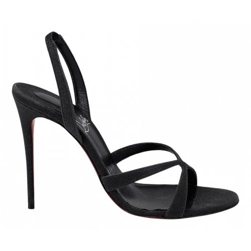 Pre-owned Christian Louboutin Glitter Sandal In Black