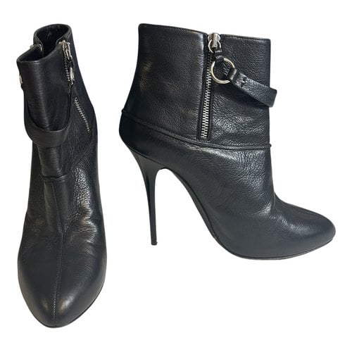Pre-owned Giuseppe Zanotti Leather Ankle Boots In Black