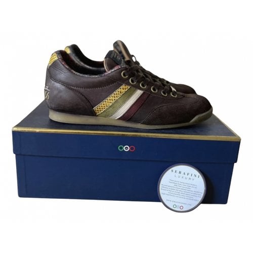 Pre-owned Serafini Leather Low Trainers In Brown