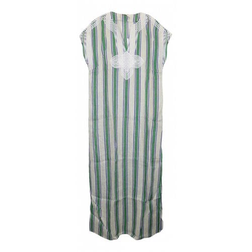 Pre-owned Tory Burch Linen Maxi Dress In Green