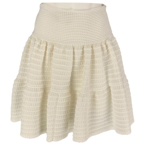 Pre-owned Alaïa Wool Skirt In White