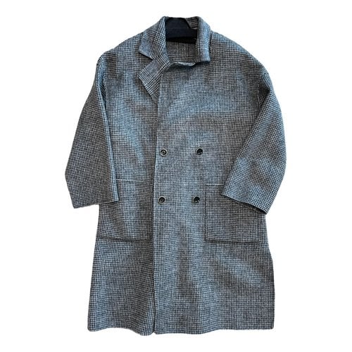 Pre-owned Initial Wool Coat In Grey
