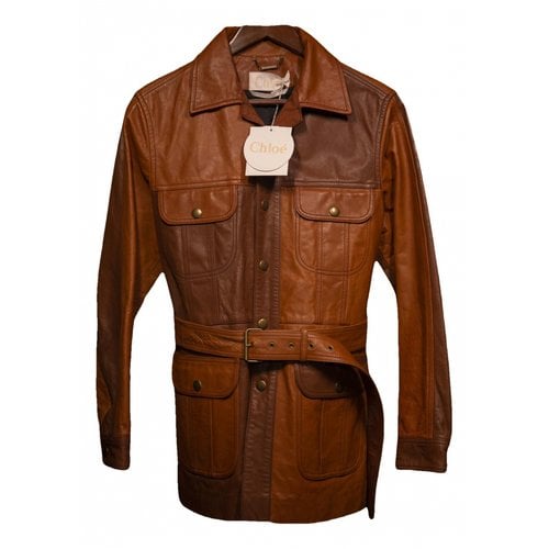 Pre-owned Chloé Leather Coat In Brown