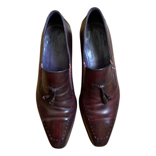 Pre-owned Berluti Leather Flats In Burgundy