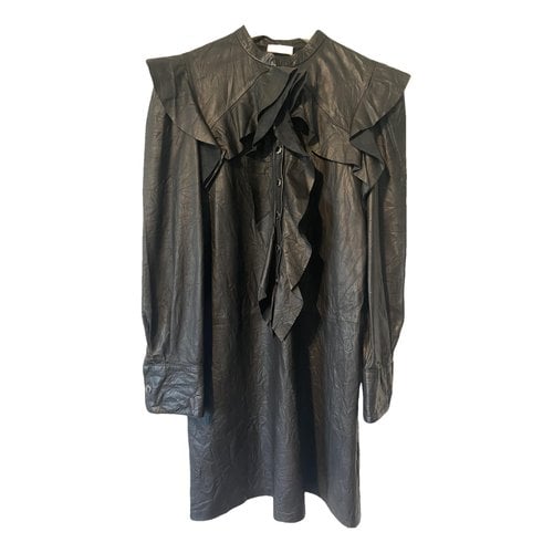 Pre-owned Zadig & Voltaire Leather Mid-length Dress In Black