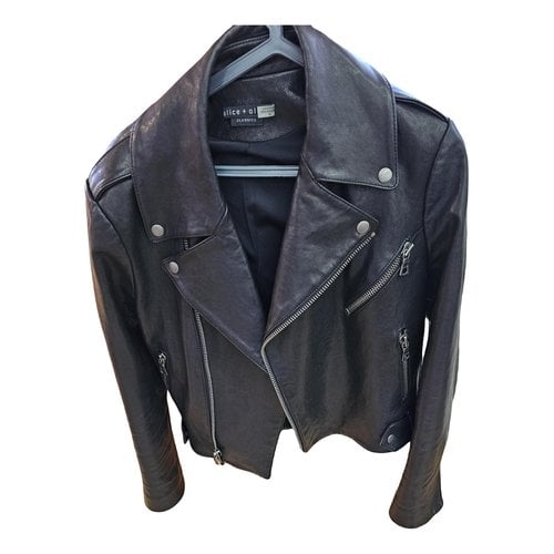 Pre-owned Alice And Olivia Leather Jacket In Black