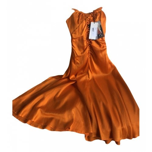 Pre-owned Rejina Pyo Silk Maxi Dress In Orange