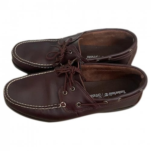 Pre-owned Timberland Leather Espadrilles In Burgundy