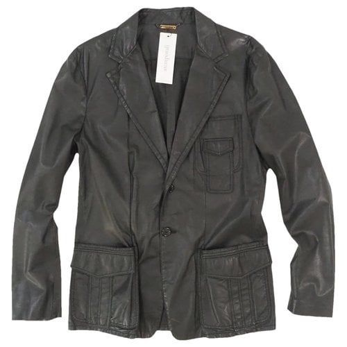 Pre-owned Roberto Cavalli Leather Jacket In Green