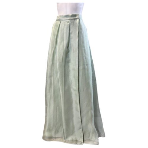 Pre-owned Max Mara Atelier Silk Maxi Skirt In Green