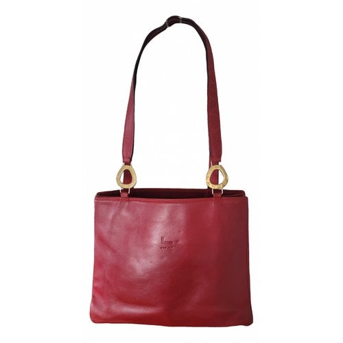 Pre-owned Lancel Pia Leather Handbag In Burgundy