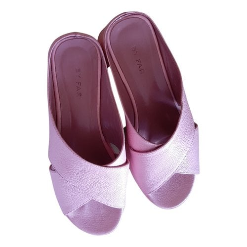 Pre-owned By Far Leather Sandals In Pink