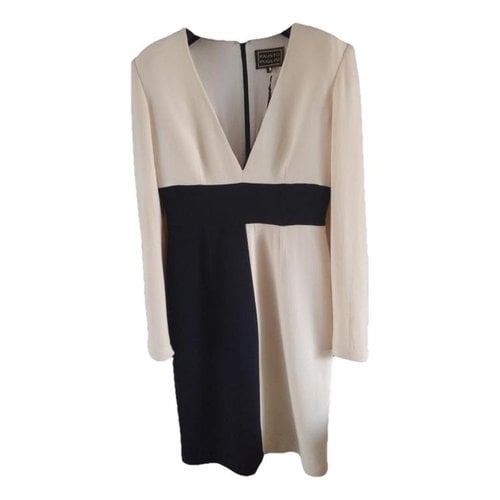 Pre-owned Fausto Puglisi Silk Mid-length Dress In Ecru