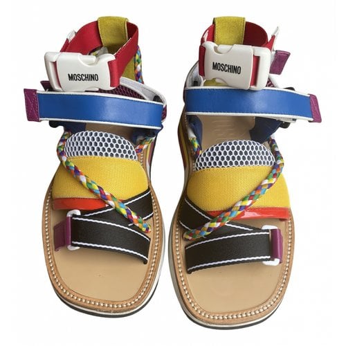 Pre-owned Moschino Vegan Leather Sandal In Multicolour