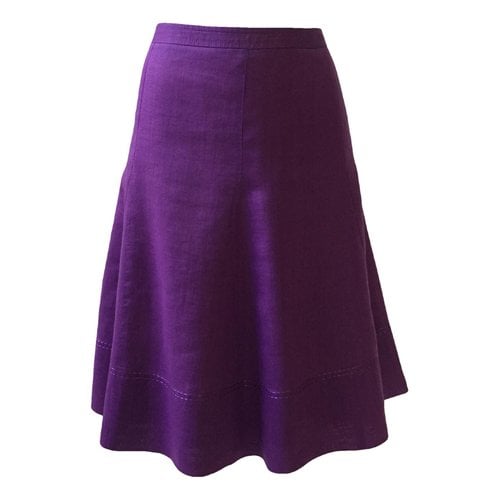 Pre-owned Tommy Hilfiger Linen Mid-length Skirt In Purple