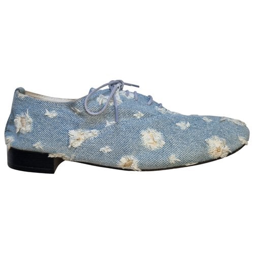 Pre-owned Repetto Cloth Lace Ups In Blue