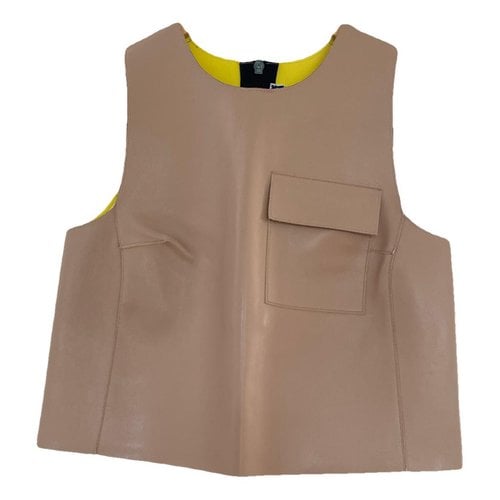 Pre-owned Msgm Vegan Leather Vest In Beige