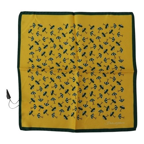 Pre-owned Dolce & Gabbana Silk Scarf & Pocket Square In Yellow
