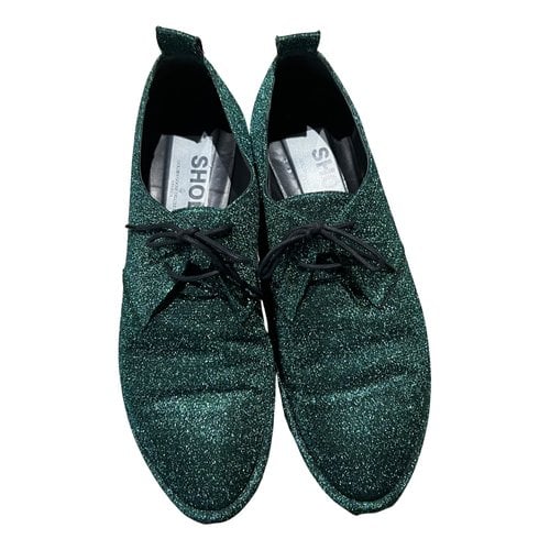 Pre-owned Golden Goose Glitter Lace Ups In Green