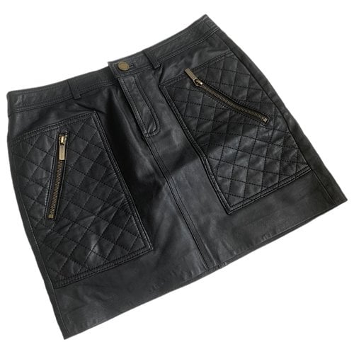 Pre-owned Michael Kors Leather Mini Skirt In Black