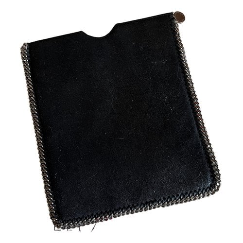 Pre-owned Stella Mccartney Vegan Leather Card Wallet In Black